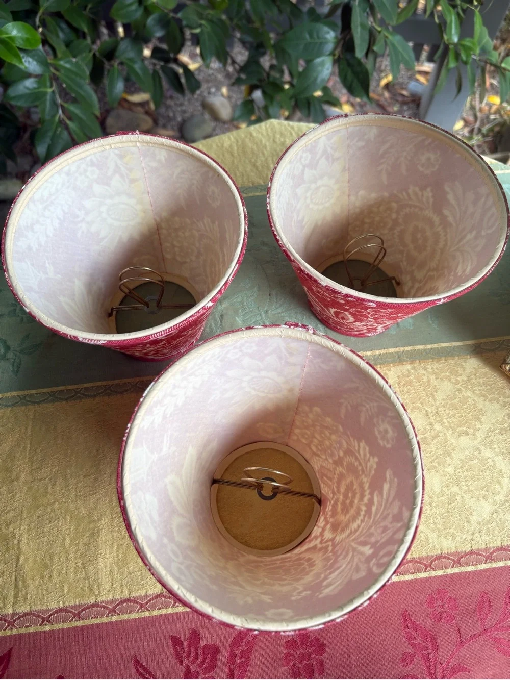 Pierre Deux Red Toile Floral Fabric Lamp Shades ♥️ Set of 3
